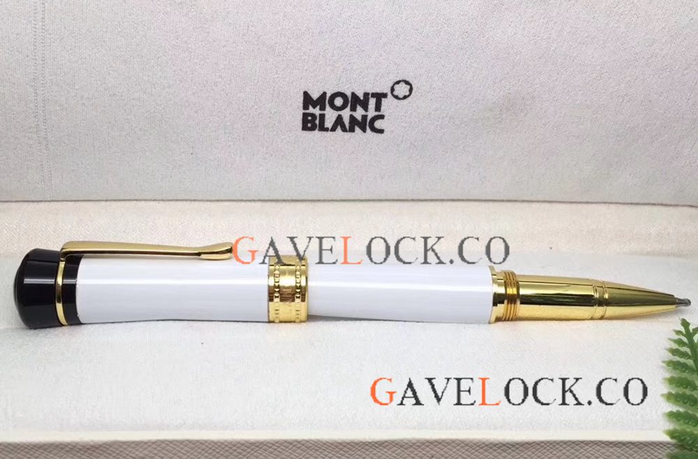 Bonheur White and Gold Rollerball Pen - Mont Blanc Replica Pen